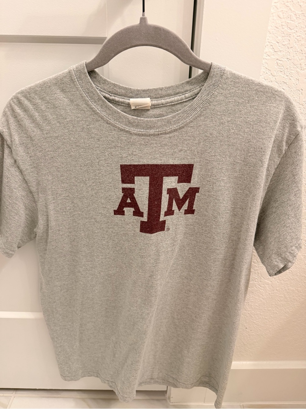 Gray Crewneck T-Shirt with Maroon Logo